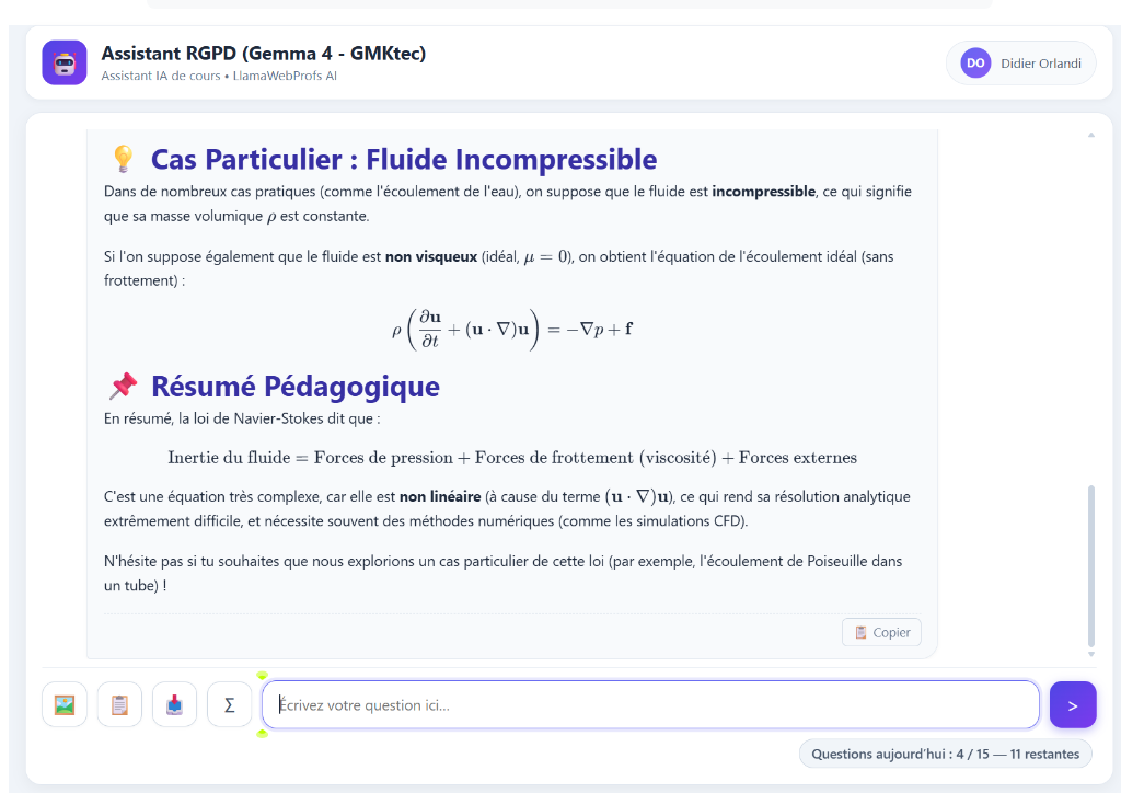 Interface du plugin Plugins dans Moodle avec rendu LaTeX et Quotas